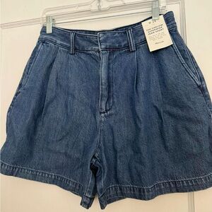 NWT Madewell Dark Blue Pleated Harlow Denim Shorts